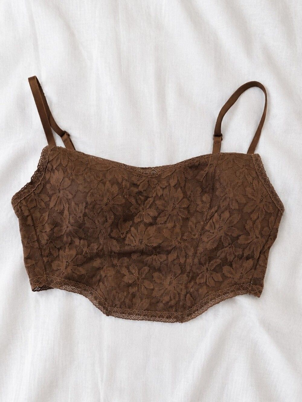 PINK Victoria's Secret Brown Lace Bralette Cropped Top Size S